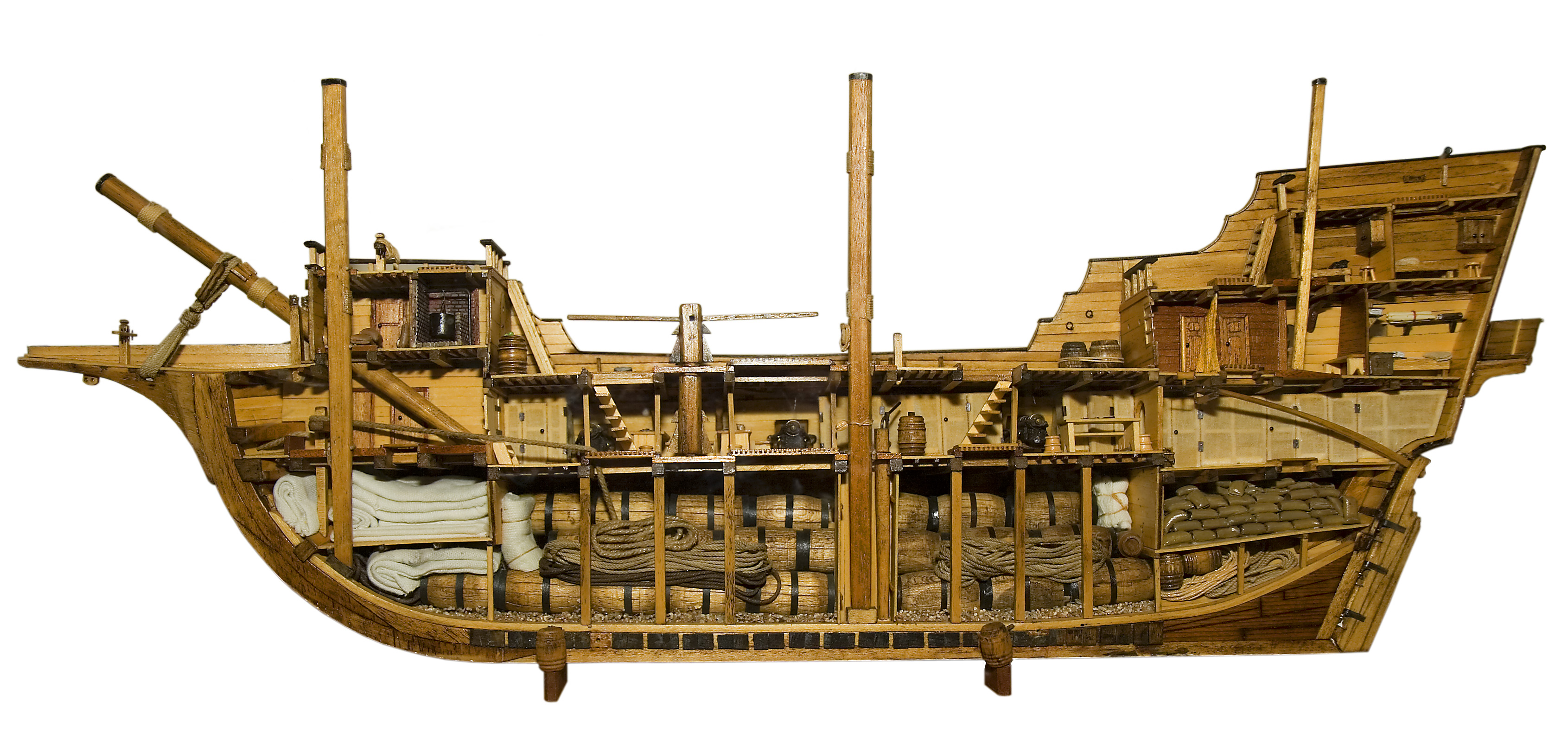 17th Century Merchantman Cutaway model, Wikimedia Commons