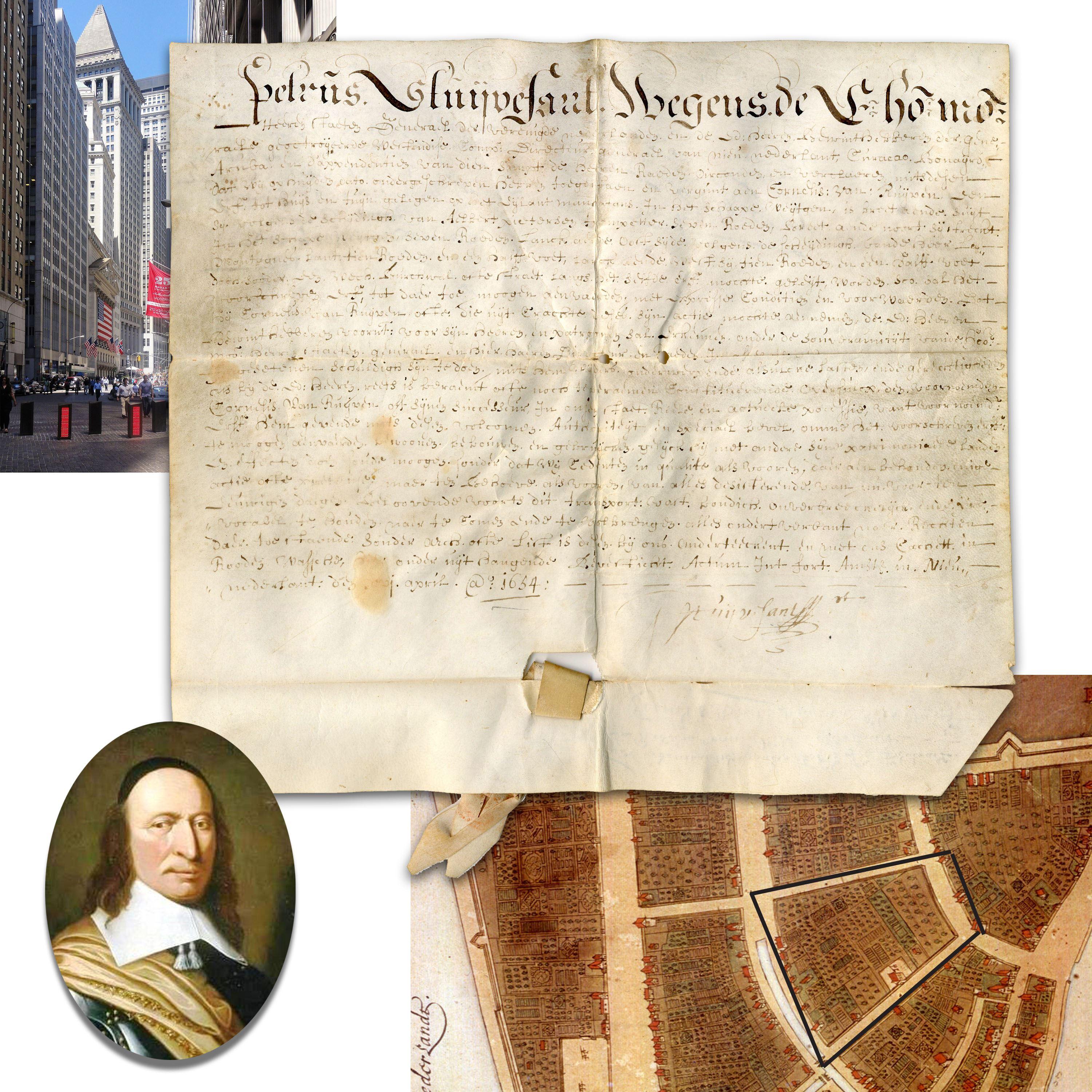 Peter Stuyvesant Deed For Part of Manhattan (now Financial District) 1654